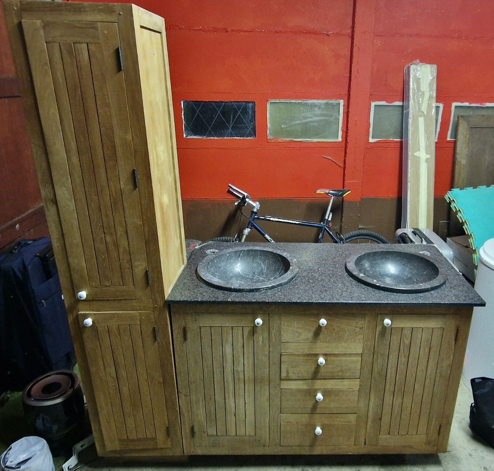 MEUBLE DE SDB, MARBRE /BOIS MASSIF /MIRROIR, Maison & Meubles