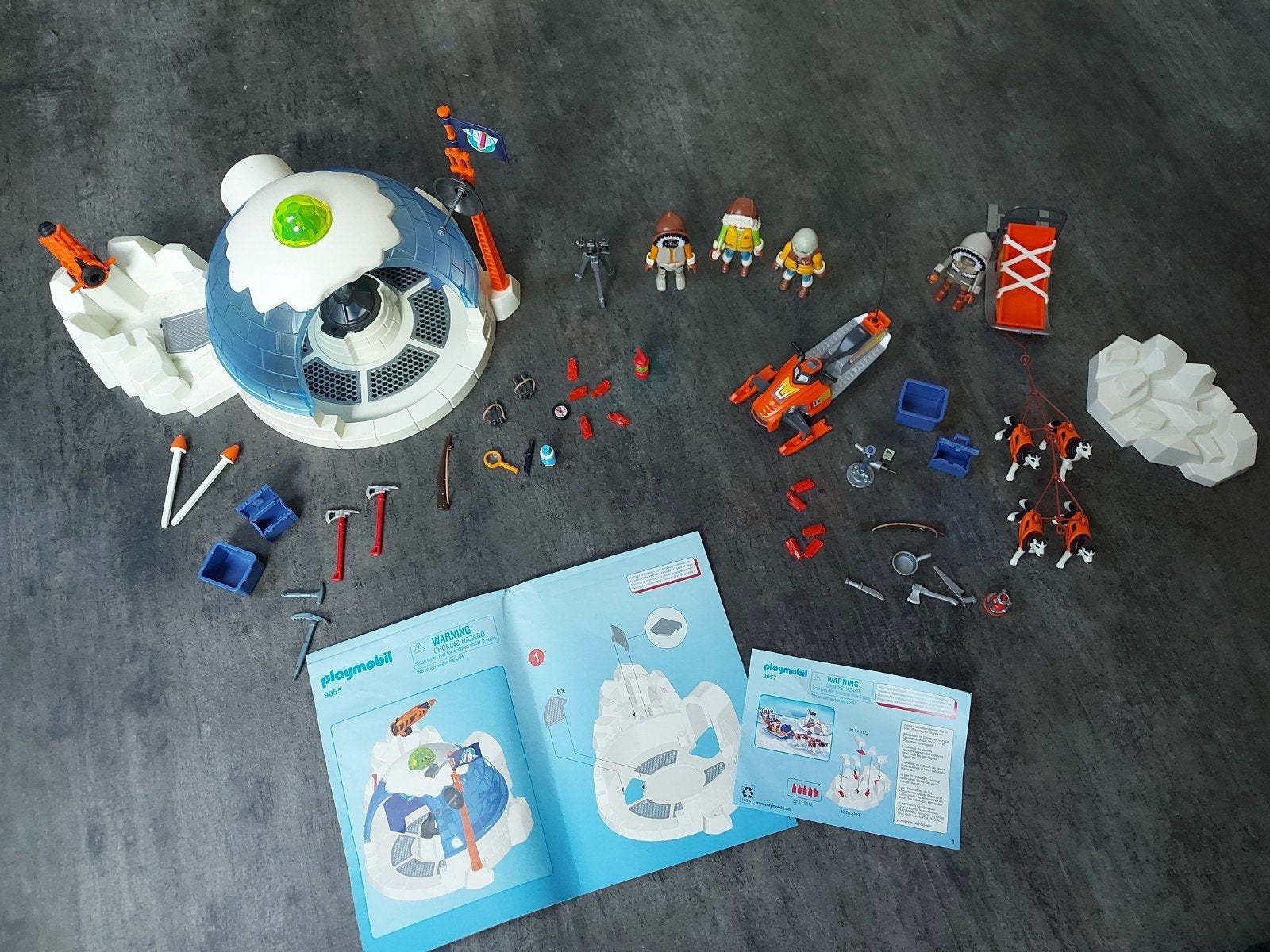 Playmobil set: iglo, honden en terreinwagen, Autres séries, Comme neuf, Autres types, Kit complet
