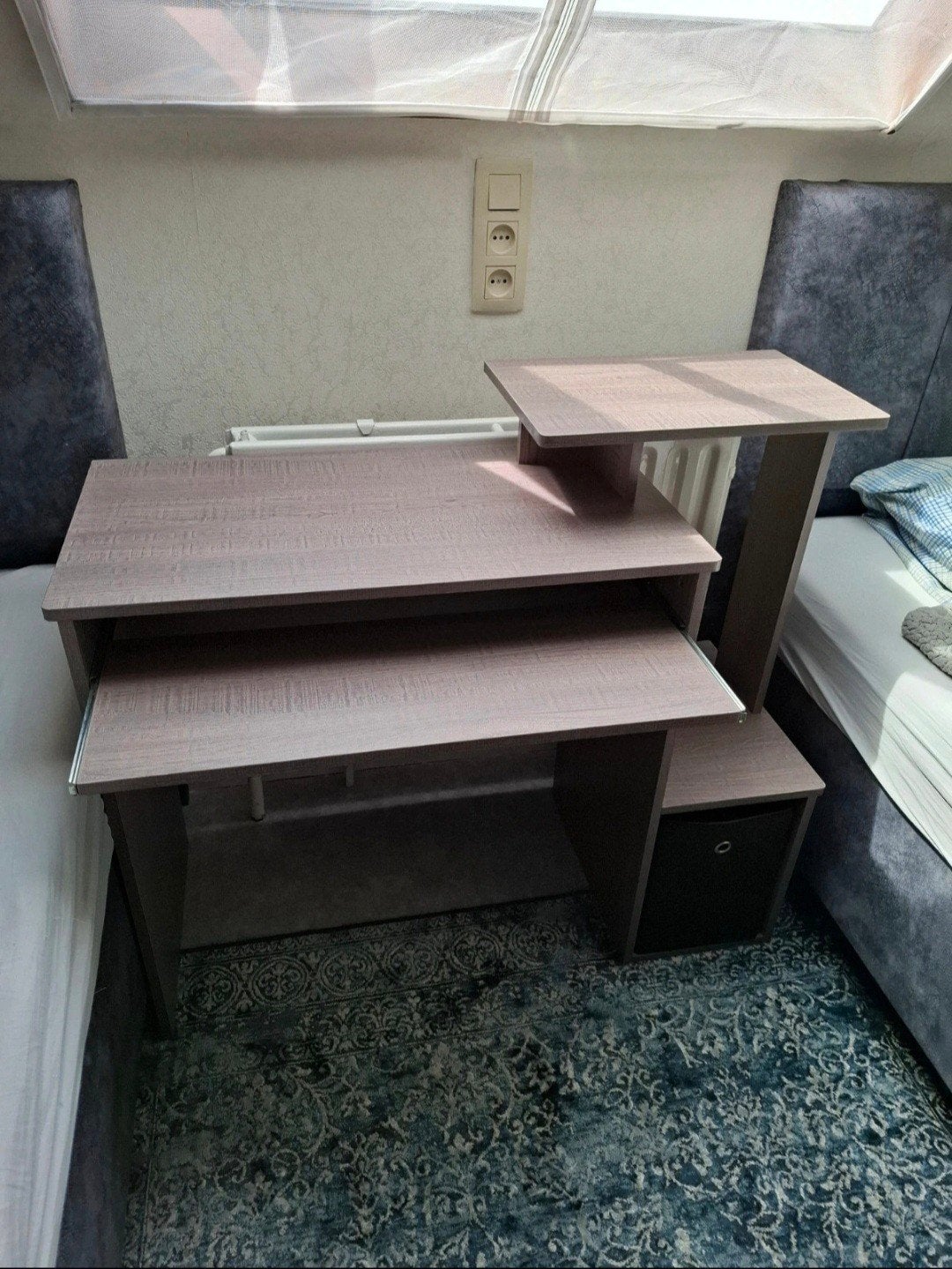 Bureau chêne français gris/noir, Enlèvement ou Envoi, Utilisé, Chêne