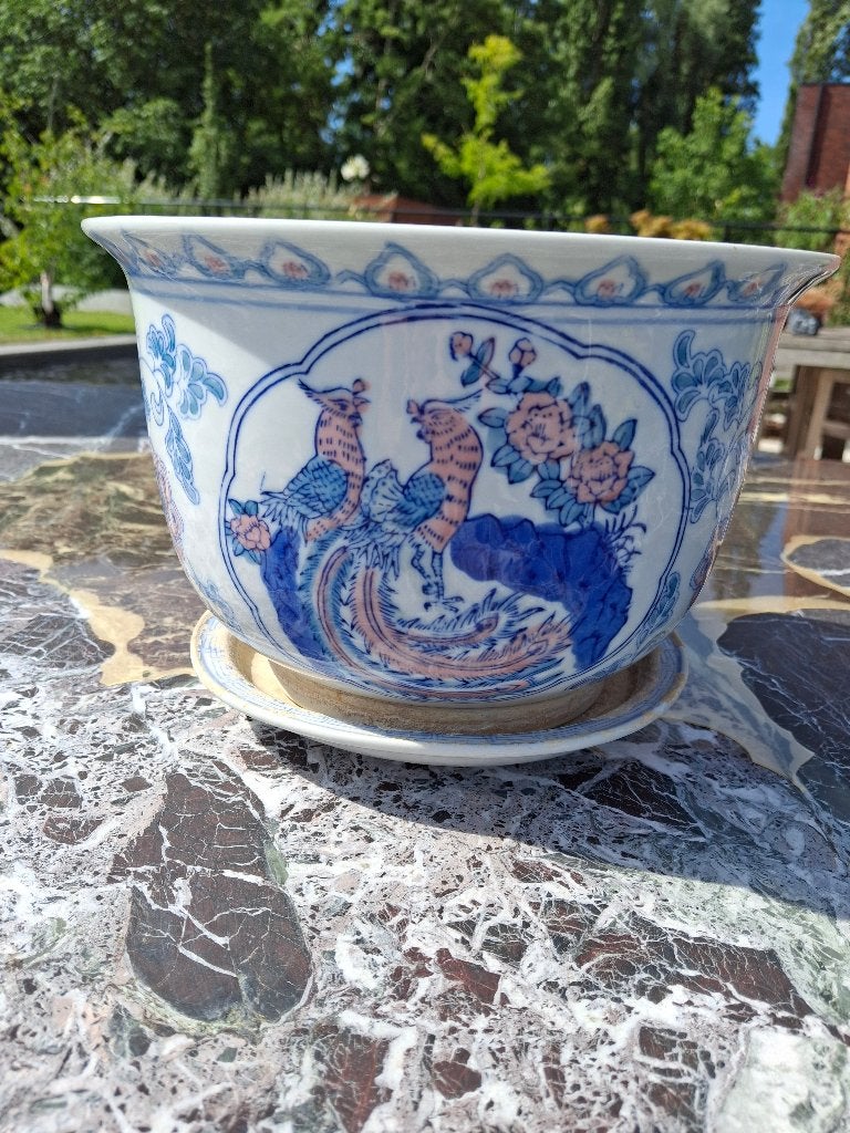 Chinese Bloempot op een schaal, Tuin en Terras, Ophalen, Rond, Binnen, Zo goed als nieuw