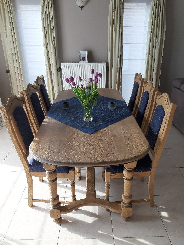 Eiken tafel en 6 stoelen, Huis en Inrichting, Tafels | Eettafels, Ophalen