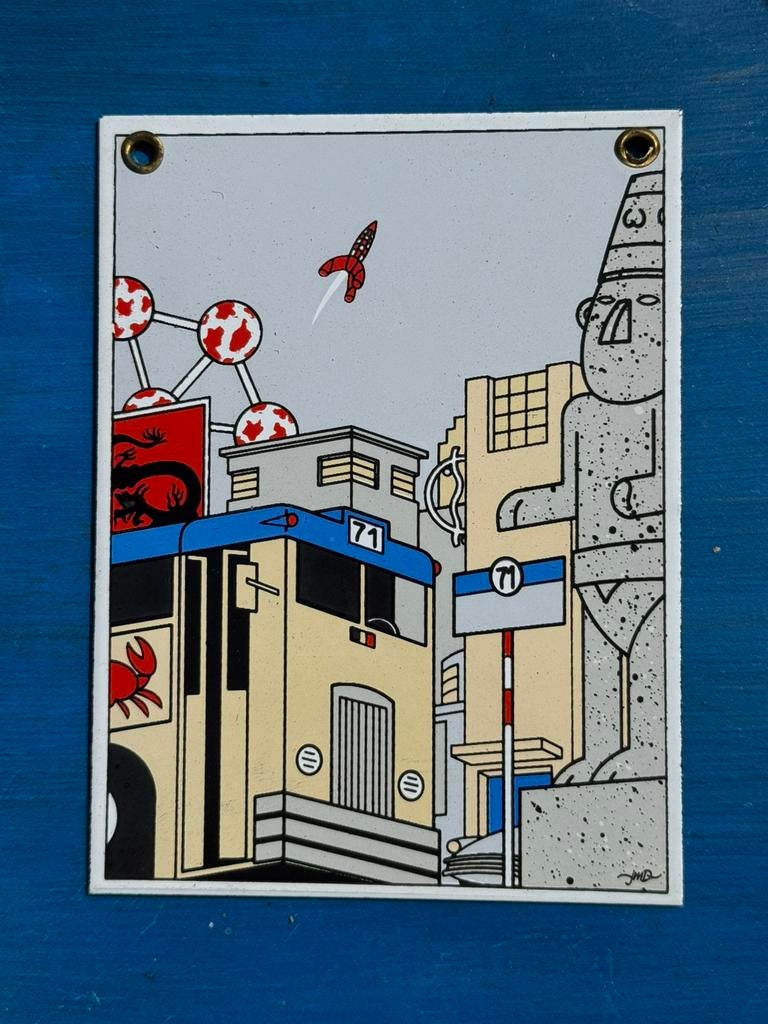 Panneau publicitaire Tintin Tintin Rocket en émail, Enlèvement ou Envoi, Tintin, Utilisé, Statue ou Figurine
