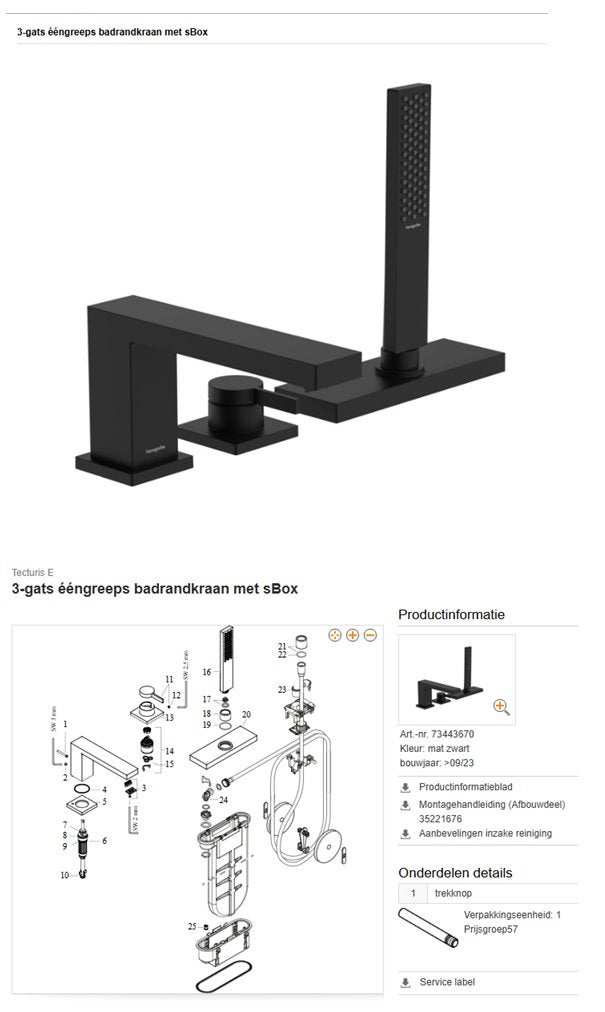 Badrandkraan zwart - Hansgrohe Tecturis E, Doe-het-zelf en Bouw, Ophalen, Nieuw, Chroom, Kraan