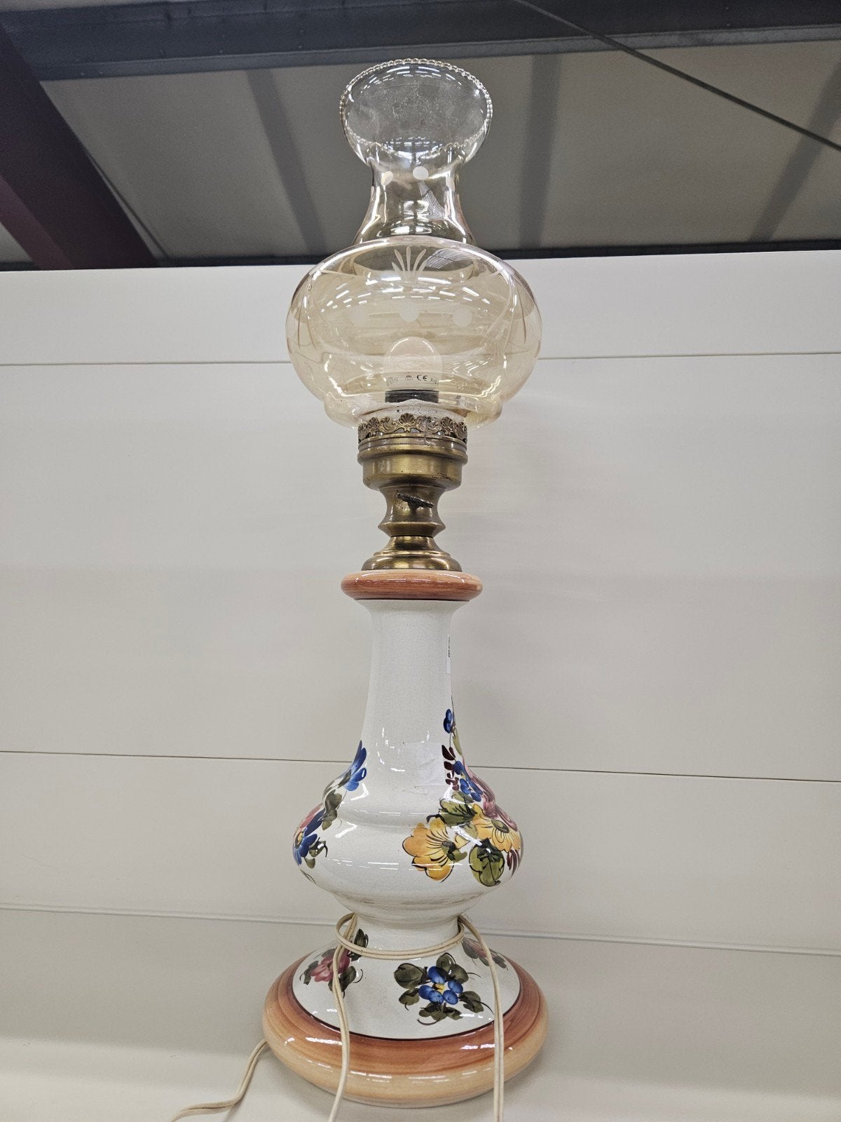lampe céramique et globe en verre teinté, Enlèvement ou Envoi