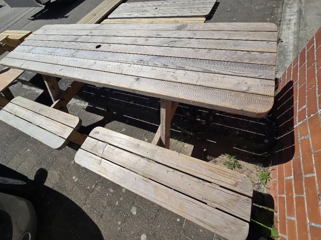 Picknick bank nr 2, Ophalen, Gebruikt, Rechthoekig, Hout