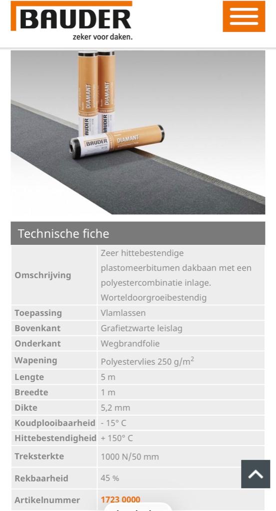 BAUDER ROOFINGMATERIALEN, Doe-het-zelf en Bouw, Ophalen, Kunststof, Overige kleuren, Nieuw