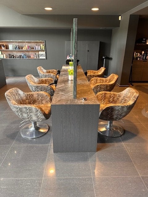 KAPSALON STOELEN 5 STUKS, Maison & Meubles, Moderne kappersstoel, Comme neuf, Brun, Enlèvement