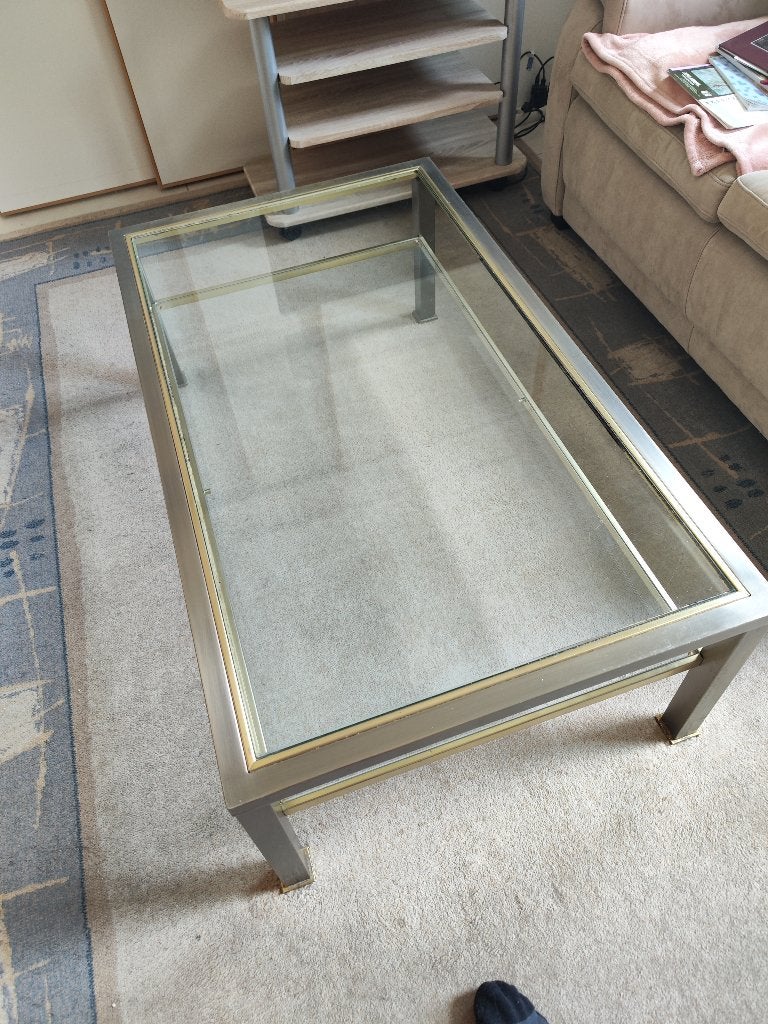 salontafel glas + metaal, Ophalen, Gebruikt, 100 tot 150 cm, 50 tot 100 cm