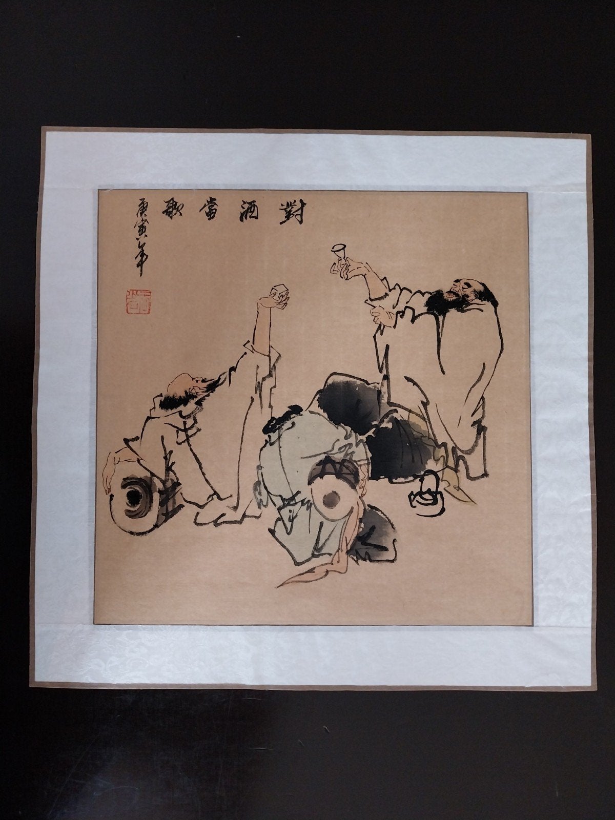 Originele Chinese inkttekeningrijstpapier zijden rand 4343, Antiek en Kunst, Ophalen of Verzenden