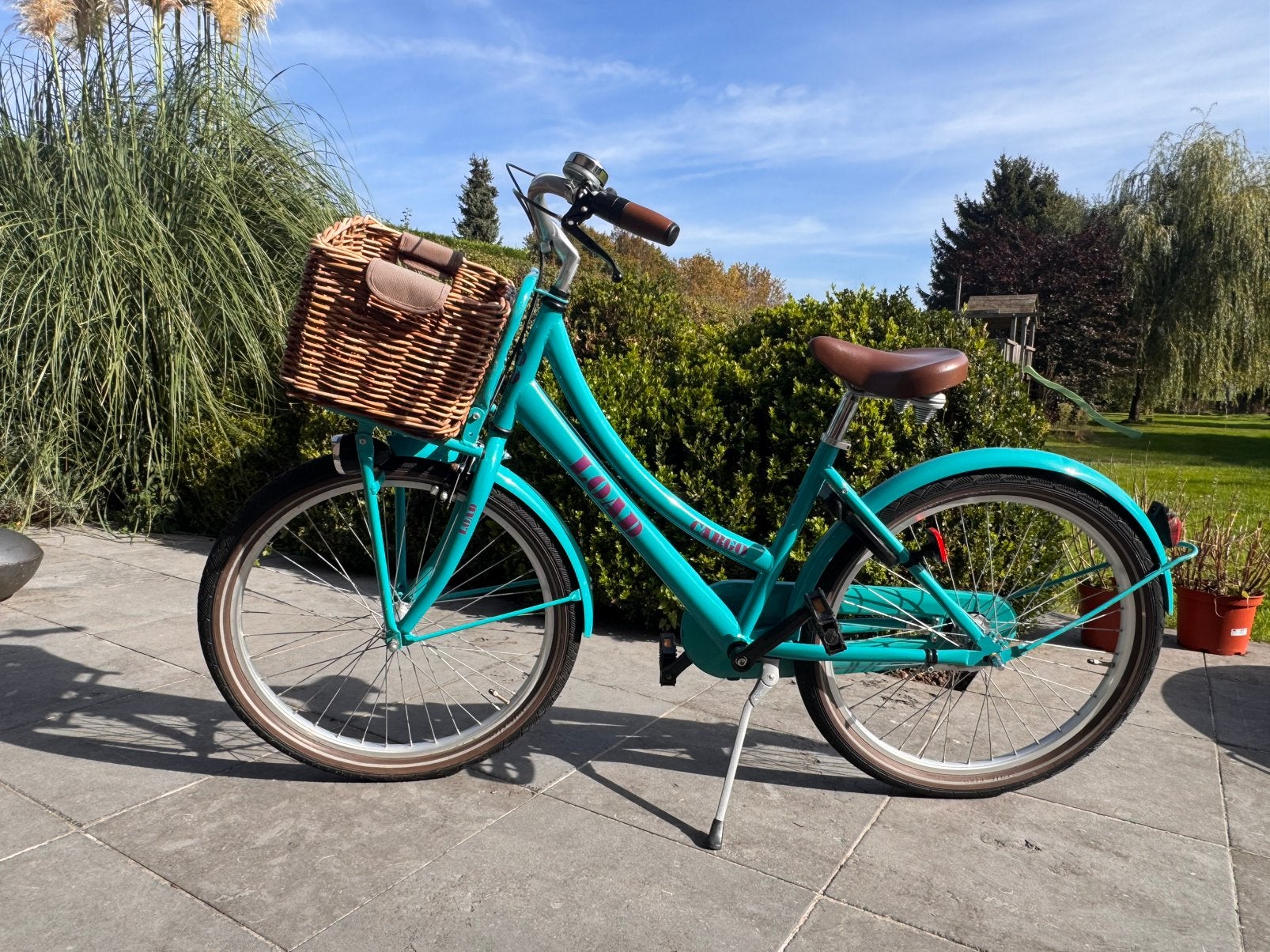 Meisjes Transportfiets 24 inch met Basil Rieten Mand, Fietsen en Brommers, Ophalen, Terugtraprem, 24 inch, Versnellingen