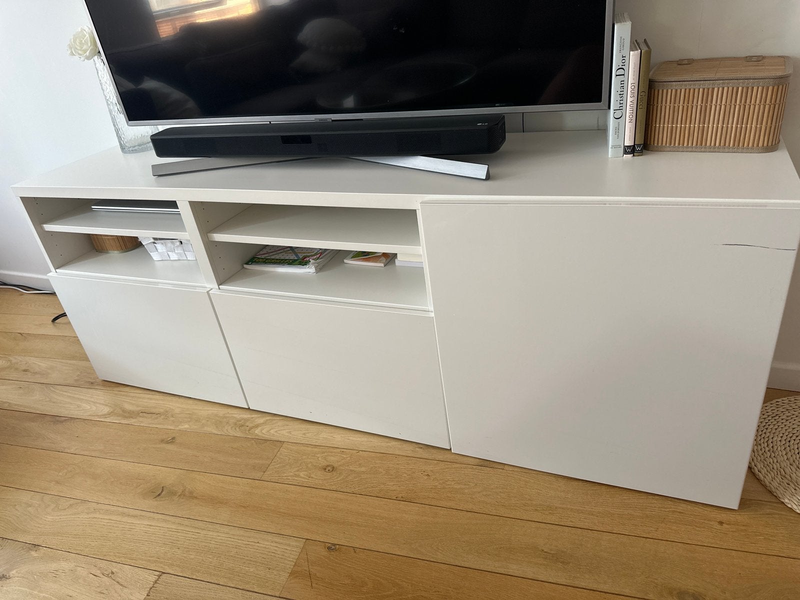 Meuble tv blanc, Maison & Meubles, Enlèvement, Utilisé