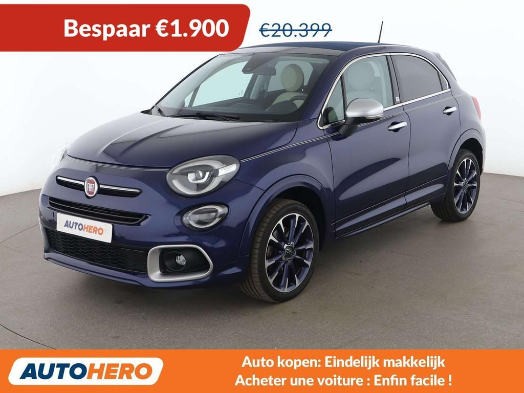 Fiat 500X 1.3 Turbo Yacht Club Capri (bj 2022, automaat), Auto's, Fiat, Gebruikt, Blauw, 500X, Leder