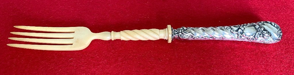 Fourchette de Service en Argent et Os - Art Nouveau, Enlèvement ou Envoi