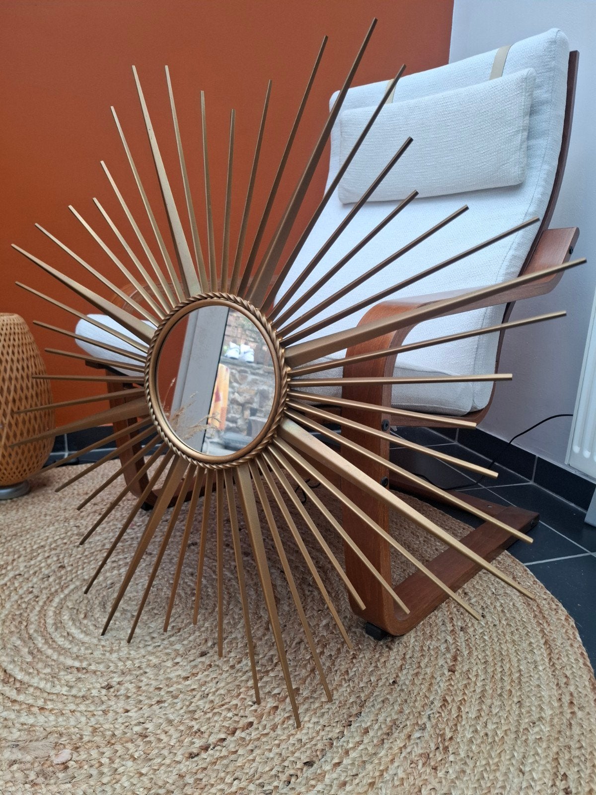 miroir soleil signé 85cm chaty vallauris verre plat, Enlèvement ou Envoi