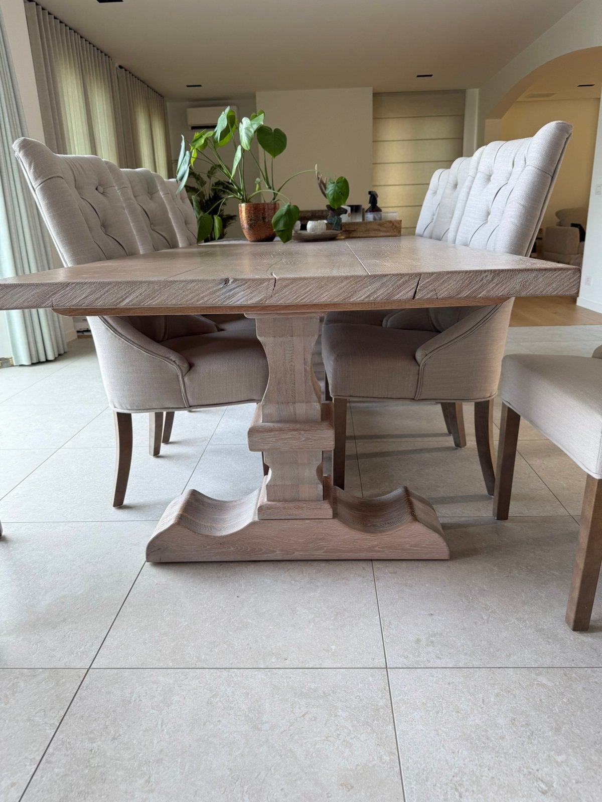 Massief eiken kasteeltafel, Huis en Inrichting, Tafels | Eettafels, Ophalen, Zo goed als nieuw