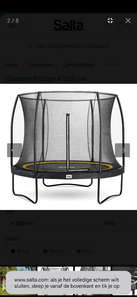 Salta Comfort Edition trampoline Ø305 cm, Ophalen, Zo goed als nieuw