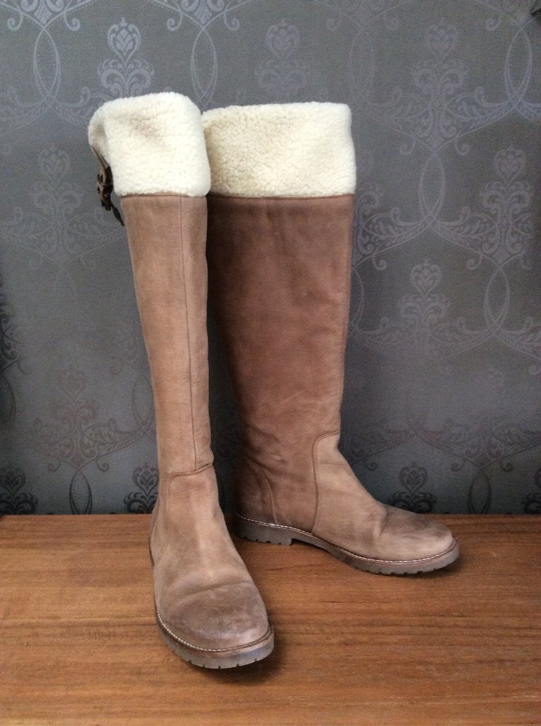 Laarzen met wol beige 38, Hoge laarzen, Beige, Ophalen of Verzenden, Zo goed als nieuw