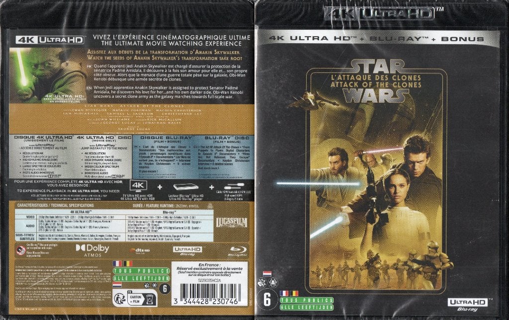 star wars episode II (4k ultra-hd + 2 blu-ray) neuf, CD & DVD, Blu-ray, Enlèvement ou Envoi, Neuf, dans son emballage, Science-Fiction et Fantasy