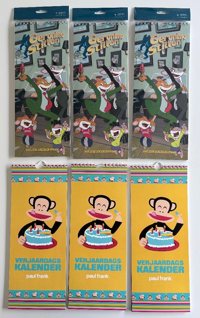6 x verjaardagskalenders (tijdloos), Divers, Enlèvement ou Envoi, Calendrier mensuel, Neuf