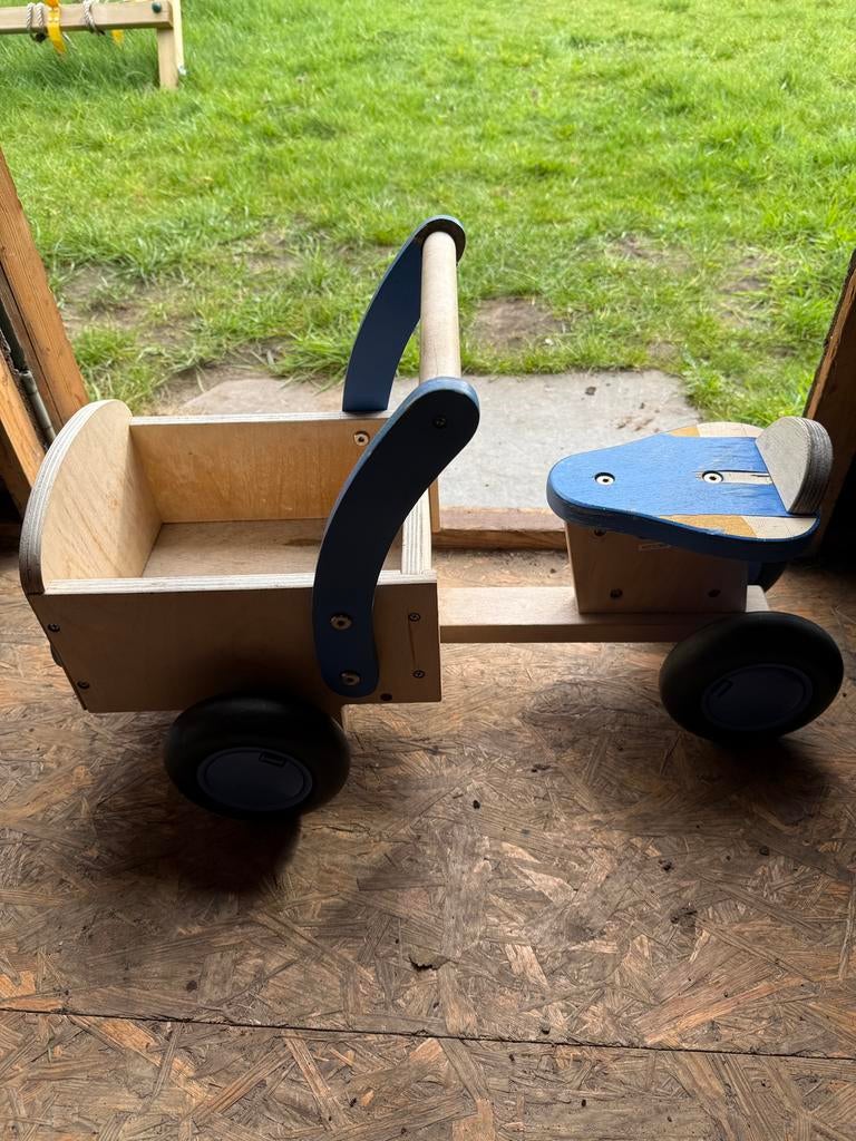 Houten Loop driewieler met bakje, Enlèvement, Utilisé
