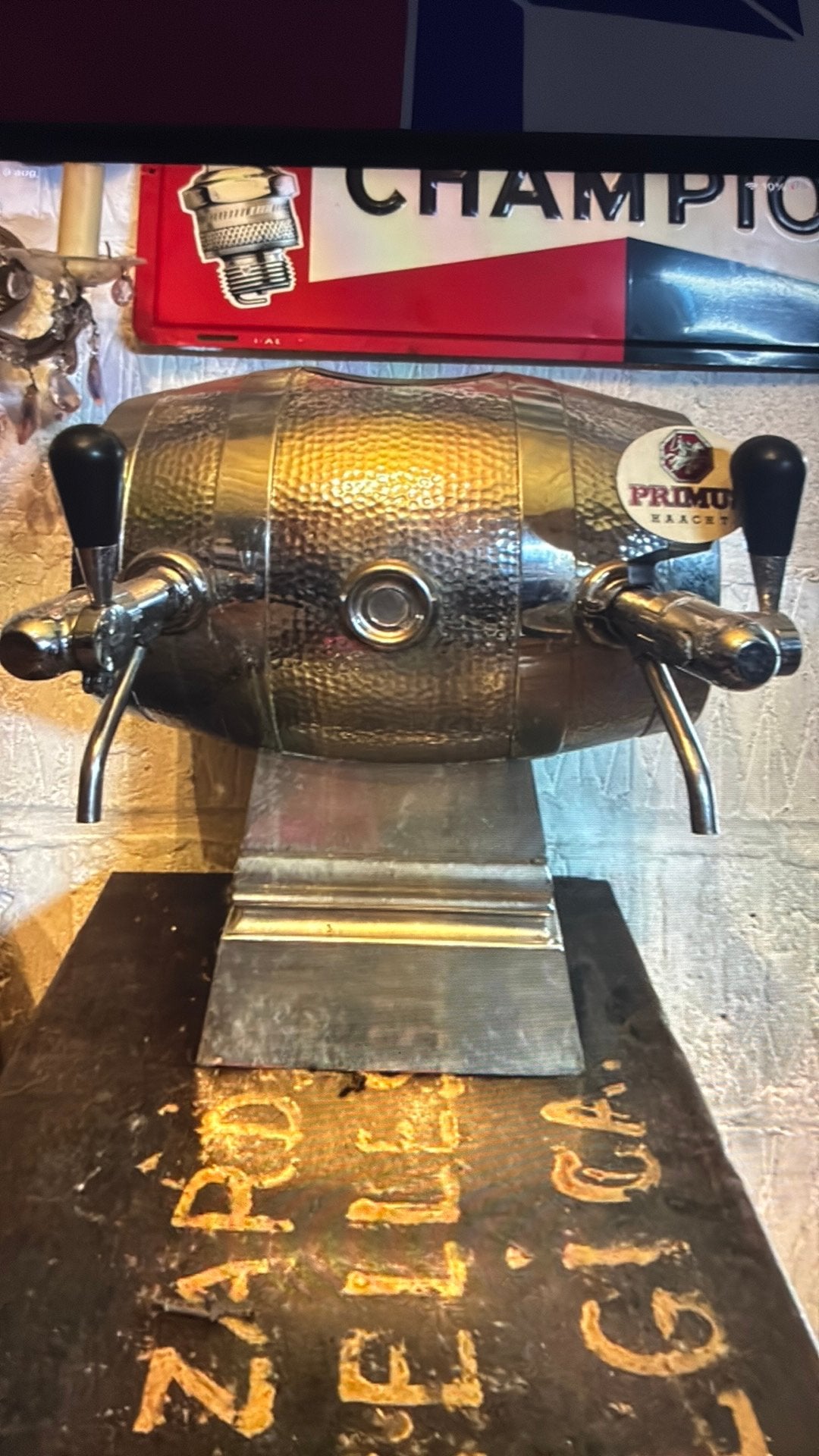 Robinet à bière double vintage - Baril martelé, Enlèvement ou Envoi, Utilisé