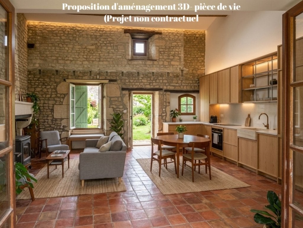 Maison de caractère en pierre + Grange 140 m², Immo, Village, 3 pièces, France, 140 m²