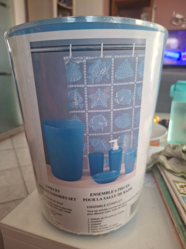 Badkamer set accessoires (6 stuks), Ophalen of Verzenden, Nieuw, Blauw, Toilet-accessoire