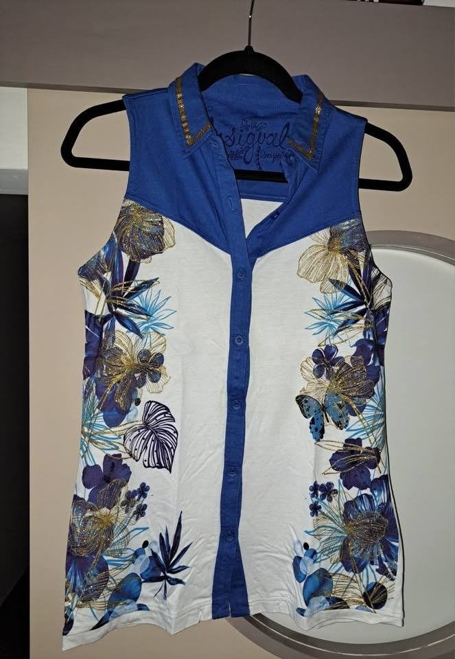Desigual mouwloze top, zomer, M, Kleding | Dames, Maat 38/40 (M), Blauw, Ophalen of Verzenden, Zo goed als nieuw