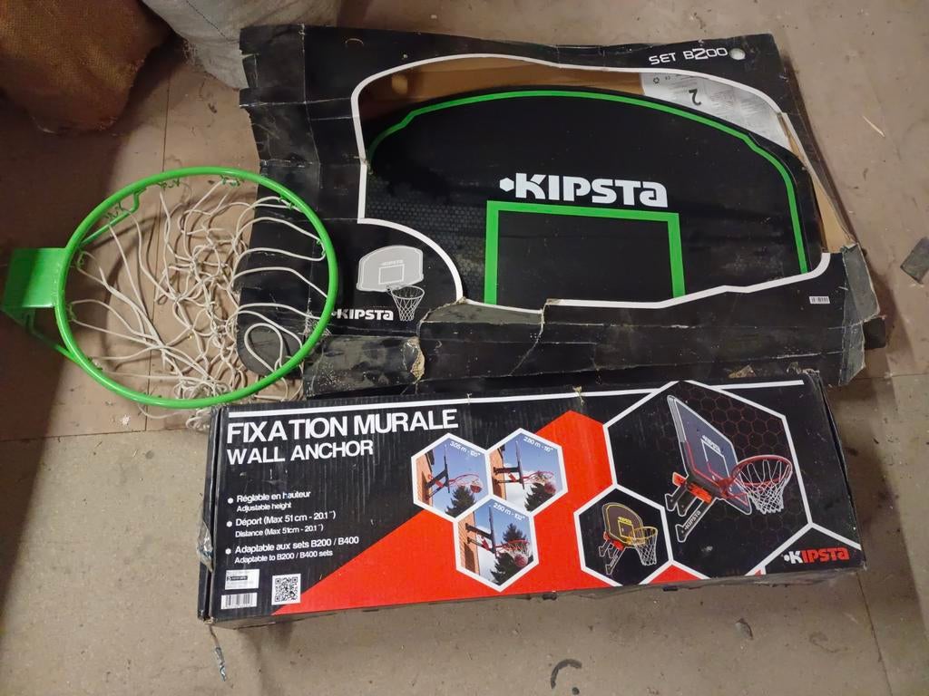 Kit basketball, panier, planche, fixation murale.