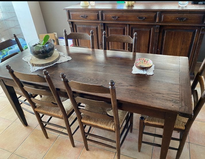 Antieke Massief Eikenhouten Tafel – Volledig Vol Eik, Antiek en Kunst, Ophalen