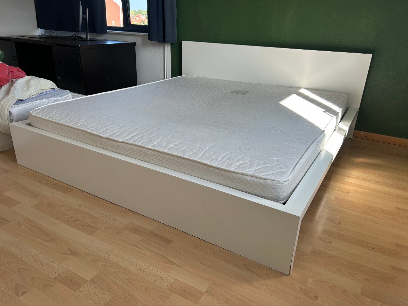 Bed 180x200 met lattebodem en matras, Huis en Inrichting, Ophalen, Gebruikt, Wit, Tweepersoons