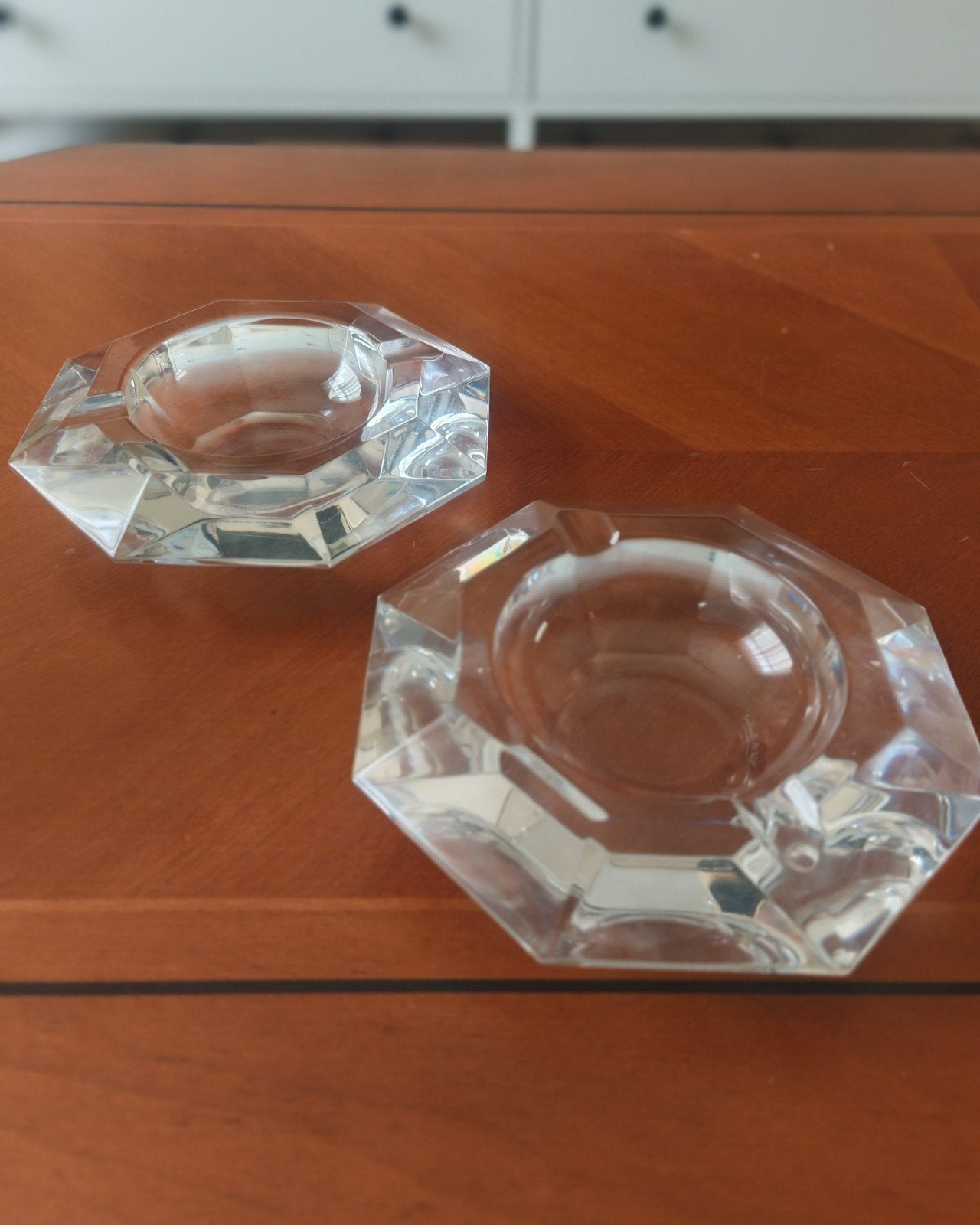Paire de cendrier vintage en cristal - Val-Saint-Lambert, Enlèvement, Cristal