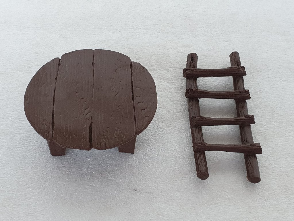 Sneeuwwitje: Tafel en Ladder (Bully / Bullyland), Ophalen of Verzenden, Sneeuwwitje of Doornroosje, Gebruikt, Beeldje of Figuurtje