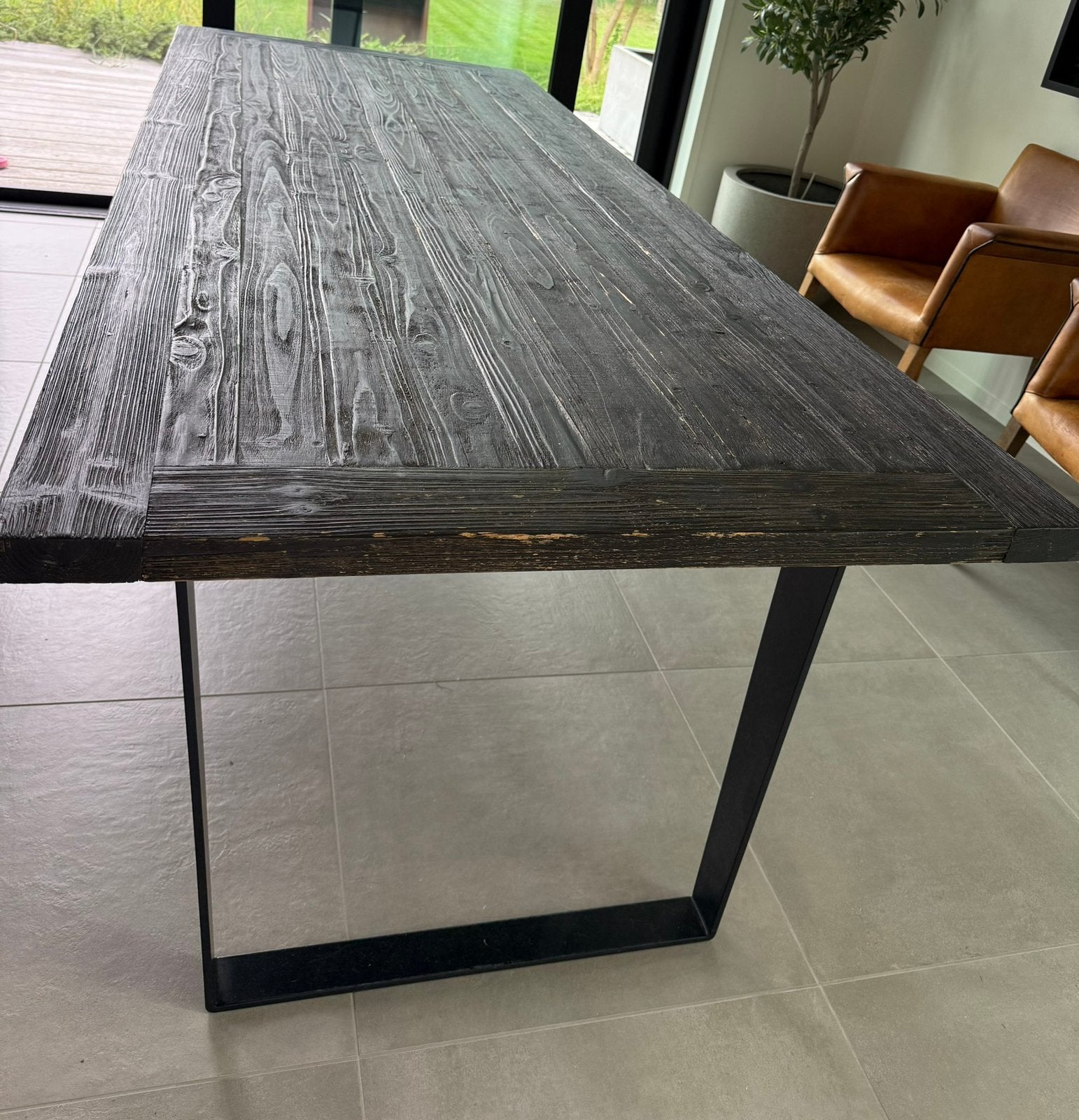 Houten eettafel - 240 cm x 95 cm, Huis en Inrichting, Ophalen, 200 cm of meer, 50 tot 100 cm, Zo goed als nieuw