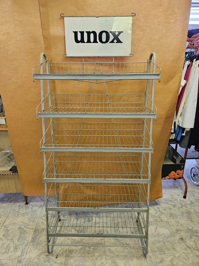 Vintage ijzeren winkelrek Unox, Enlèvement