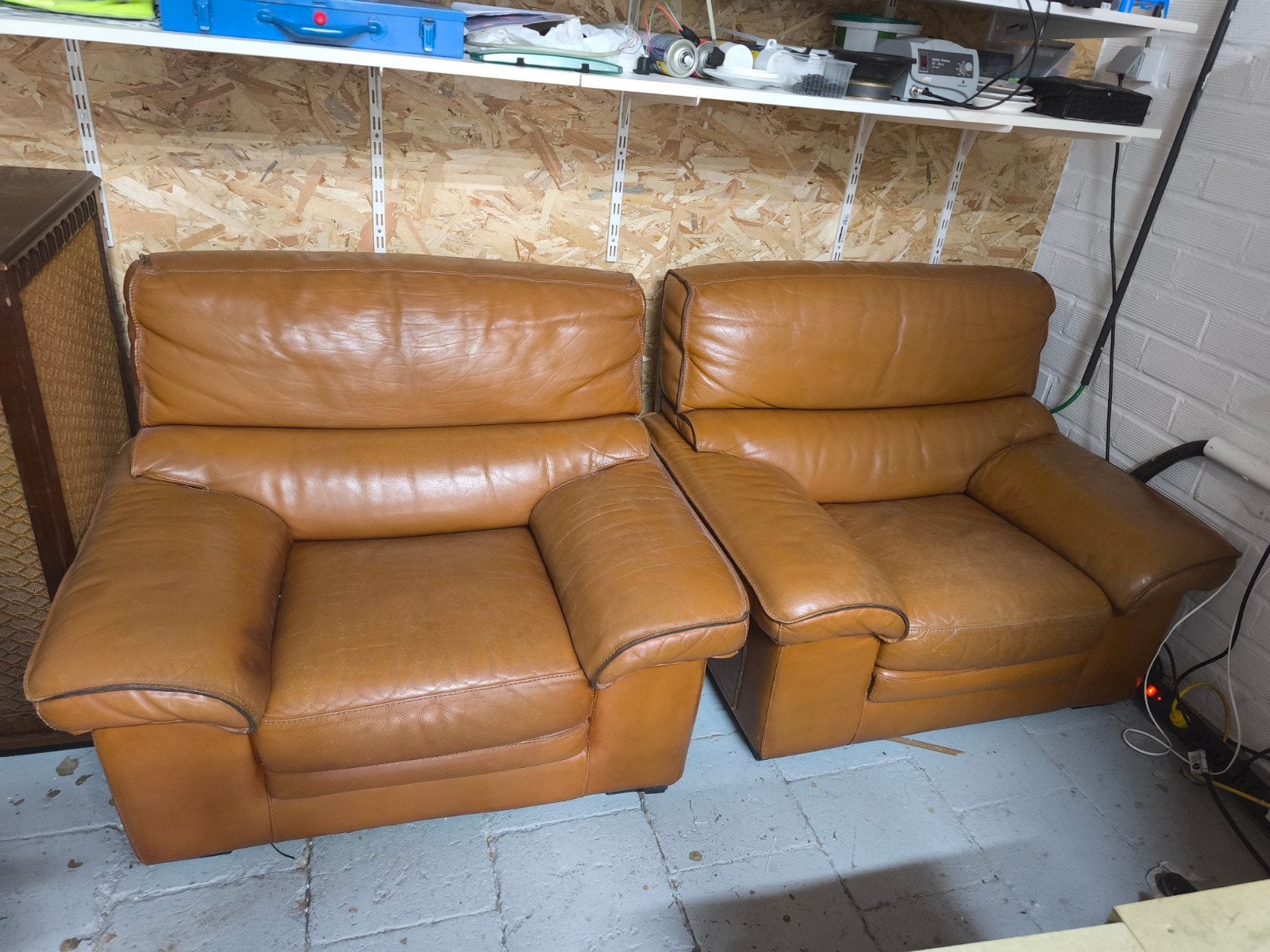 Siège 2 x 1 en cuir toscan, Maison & Meubles, Canapés | Coins salons complets, Enlèvement ou Envoi