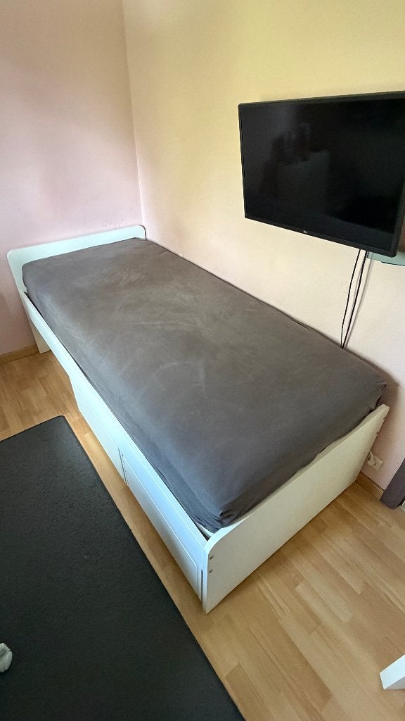 SLAKT--Cadre de lit 90x200 cm avec sommier, 90 cm, Comme neuf, Enlèvement, Moderne de chez Ikea