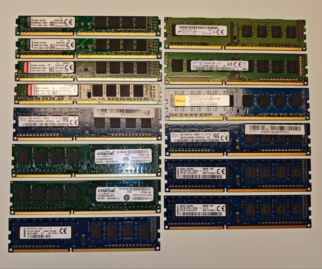14x 4GB DDR3 1600MHz desktop RAM geheugen, Computers en Software, RAM geheugen, Ophalen of Verzenden, DDR3, Desktop