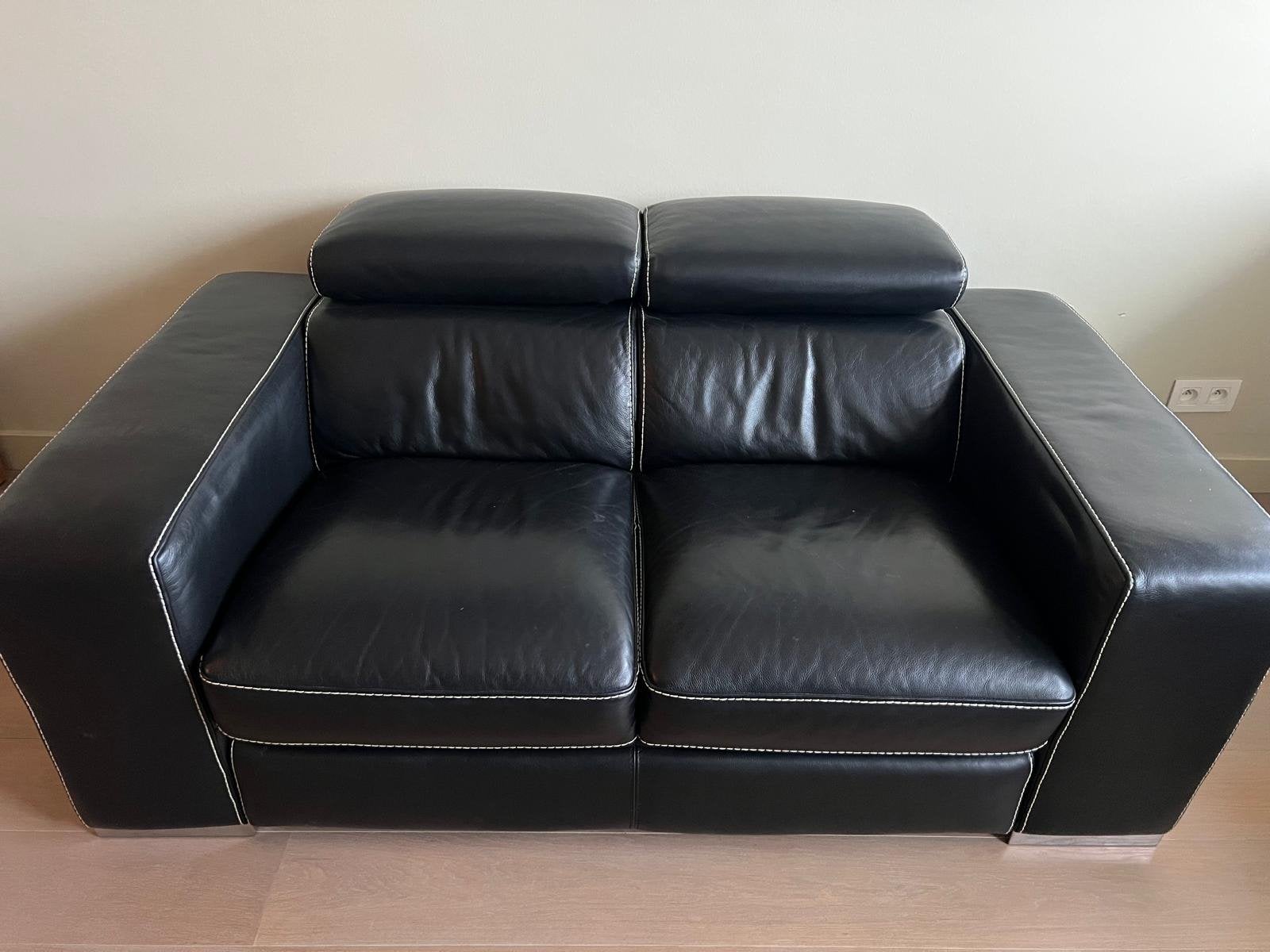 Siège en cuir noir, Comme neuf, Enlèvement, 150 à 200 cm, Banc droit