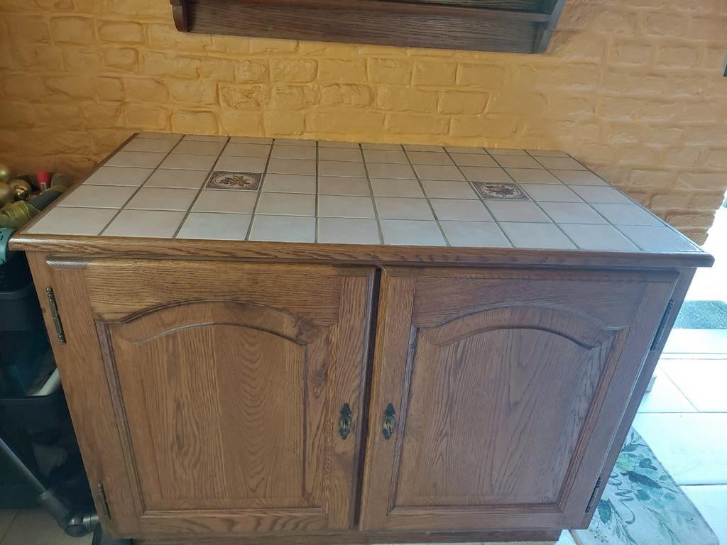 2 meubles de cuisine rustique en bois, Maison & Meubles, Accessoires pour la Maison | Autre, Bois, Beige, Enlèvement
