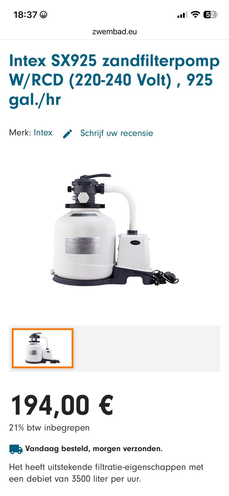 Zandfilter zwembad, Tuin en Terras, Ophalen, Nieuw
