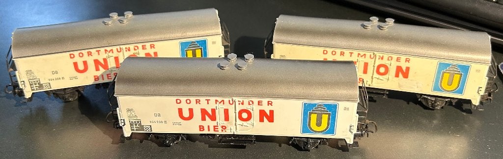 2213. 3 Wagons couverts “Dortmunder Union” H0 Märklin., Enlèvement ou Envoi, Utilisé, Wagon, Märklin