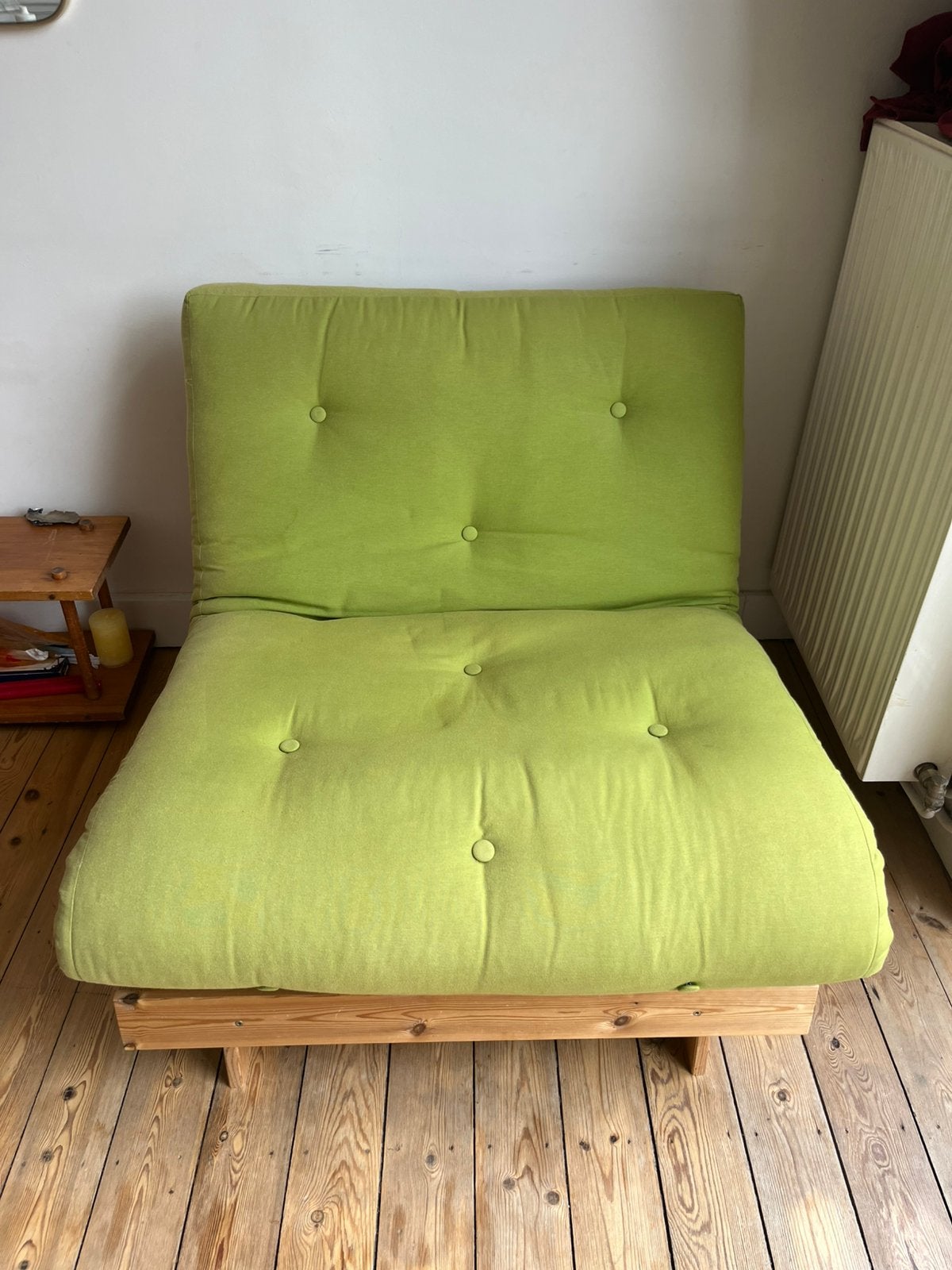 1 place/canapé-lit futon Karup - structure en bois de pin, Maison & Meubles, 90 cm, Une personne, Utilisé, 200 cm