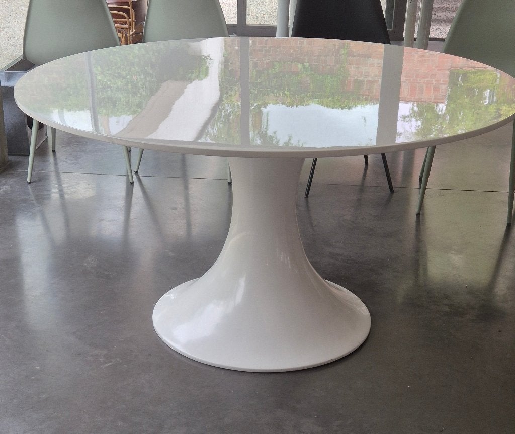 Witte ronde lak tafel, Ophalen, Overige materialen, Rond, Zo goed als nieuw