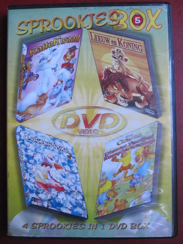 Sprookjes box 5 (4 sprookjes op 2 disc), Cd's en Dvd's, Europees, Tekenfilm, Alle leeftijden, Boxset