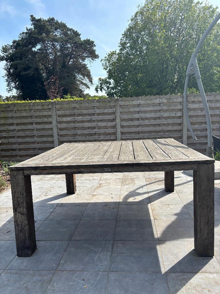 Vierkante(160x160) tuintafel van massief teakhout, Tuin en Terras, Ophalen, Gebruikt, Vierkant, Teakhout