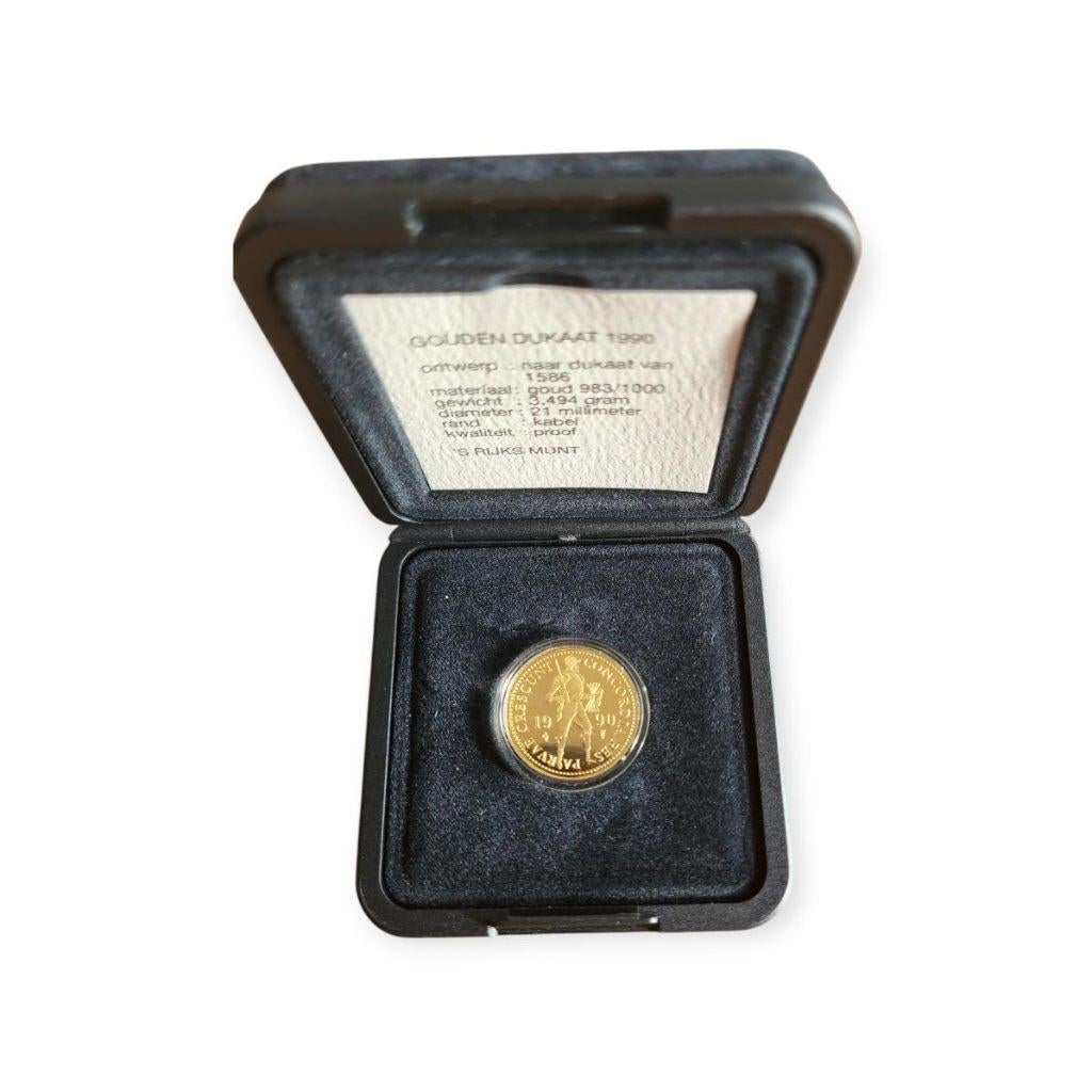 Nederland Gouden Dukaat 1990 in cassette, Ophalen of Verzenden, Goud