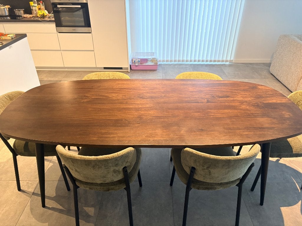 Eettafel + 6 stoelen,, Huis en Inrichting, Tafels | Eettafels, Ophalen, 100 tot 150 cm, 200 cm of meer, Zo goed als nieuw