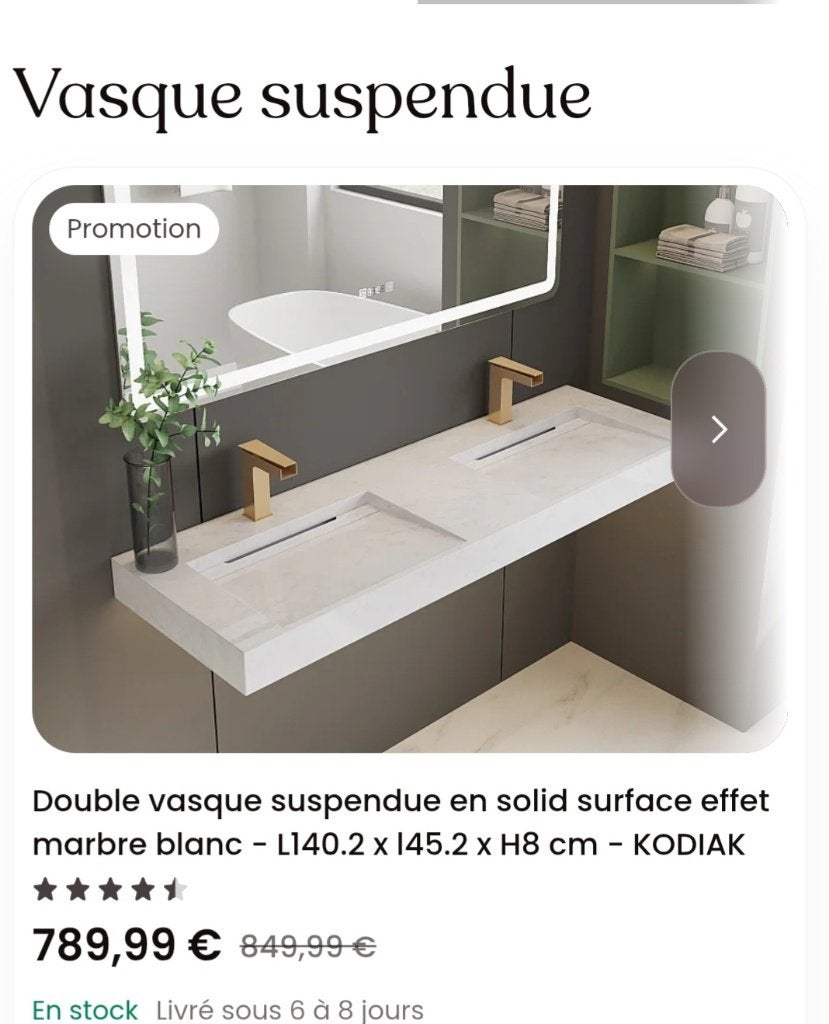 Double vasque, Maison & Meubles, Neuf, 25 à 50 cm, Lavabo ou Évier, Moins de 100 cm