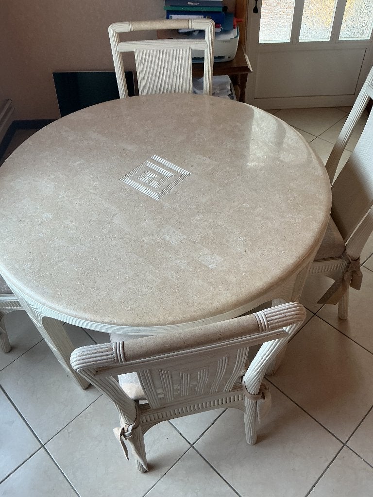 Ronde tafel met 4 stoelen, Ophalen, Gebruikt, Klassiek, Vierkant